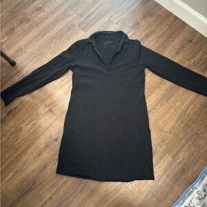 Frank & Eileen Black Long-Sleeve Polo Dress